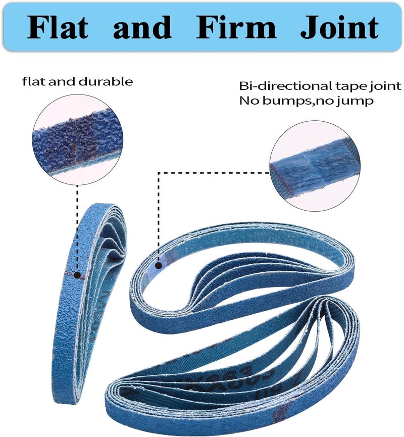 SHUTTLE GENIUS 30 Pcs 3/8x13 Inch Zirconia Sanding Belts, 60 Grit Zirconia Sanding Belts for Air Belt Sander, 3/8 x 13 Sanding Belts for Metal Grinding (3/8x13in, 60 Grit) - Image 3